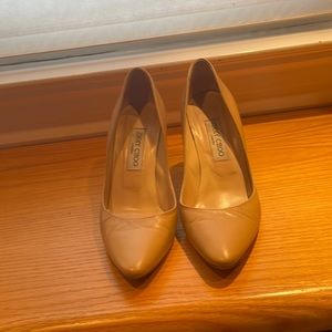 Jimmy Choo Romy 100 Almond Leather Pumps